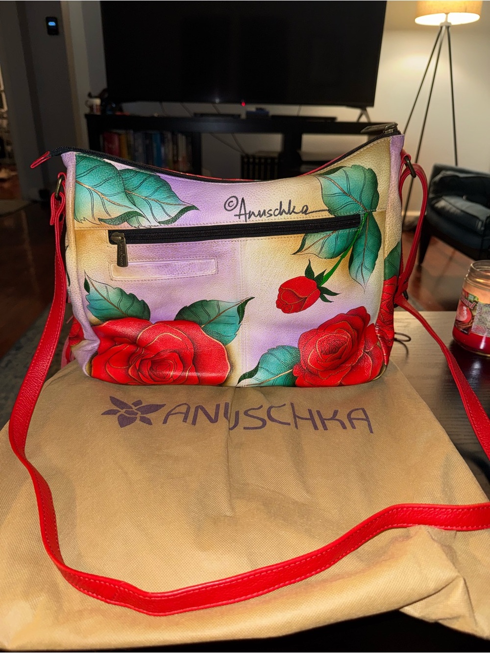 Anuschka leather hand painted purse
